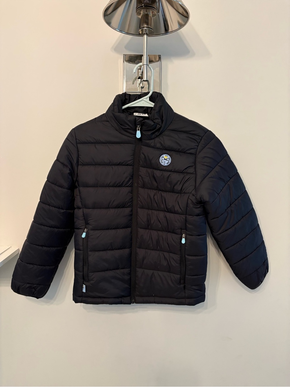 GoatUSA Dark Navy Puffer Jacket with Light Blue Trim